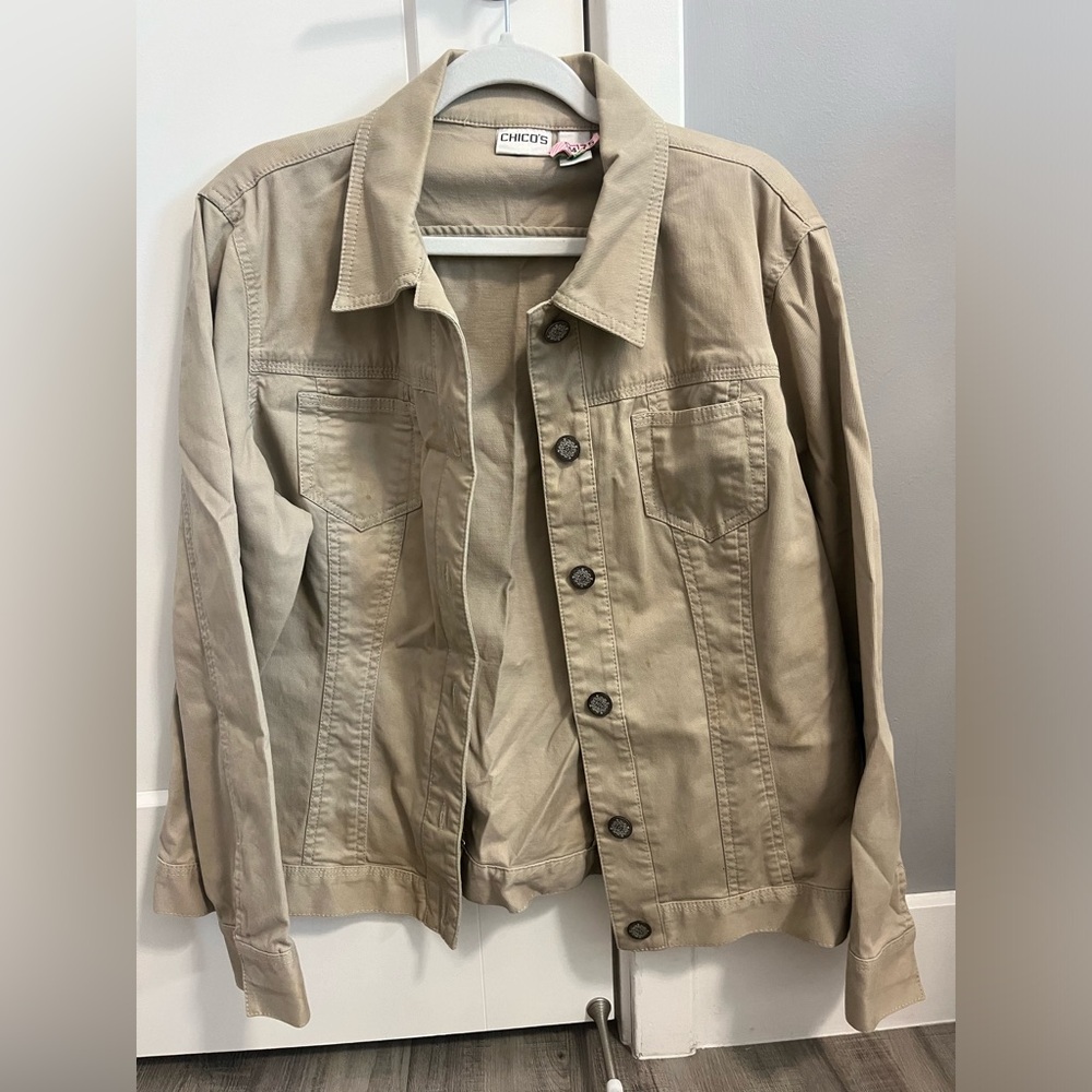 Chicos Light Brown Button Down Jean Type Jacket - image 1